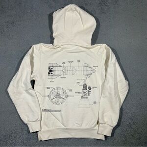 Official SpaceX Starship Schematics Hoodie Small Cream Rare Limited #1367